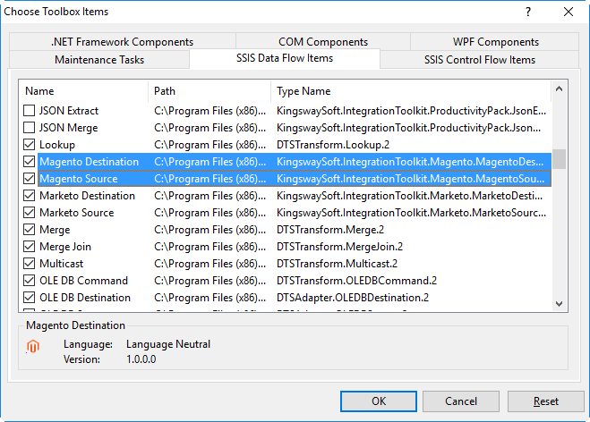 Add Magento SSIS Components